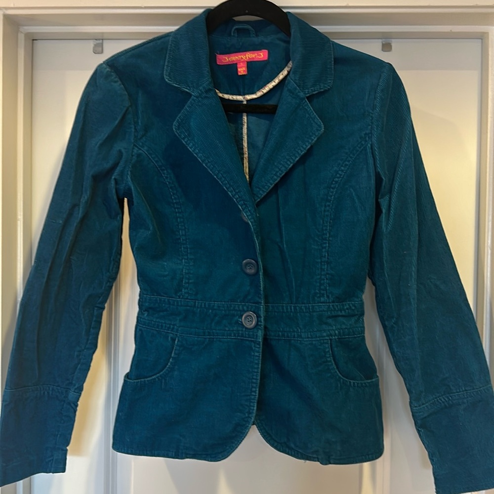 Teal Blue Corduroy Blazer Size S